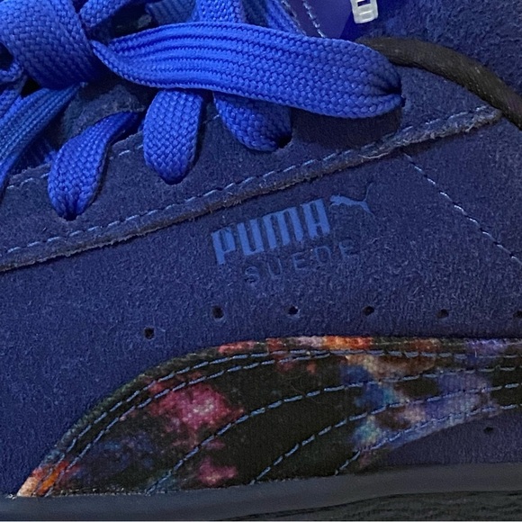 Puma Size 7 Blue Neon Green Suede Classic XXI LaMelo Ball Galaxy Sneakers NEW - Picture 9 of 11